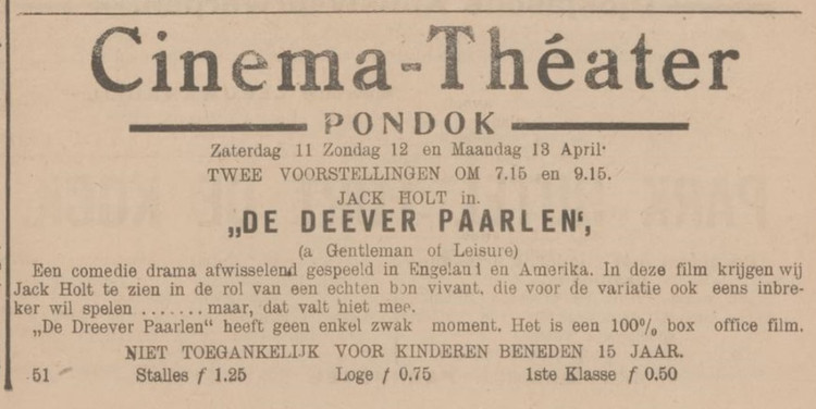 Filmvertoning De Deever Paarlen (in 1925)