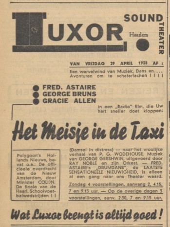 Filmvertoning Het meisje in de taxi (in 1938)