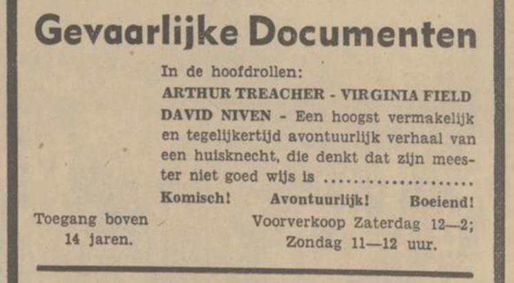 Filmvertoning Gevaarlijke Documenten (in 1937)