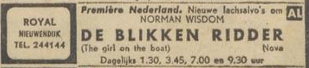 Filmvertoning De Blikken Ridder (in 1962)