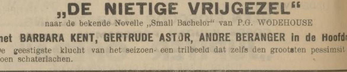 Filmvertoning De Nietige Vrijgezel (in 1928)
