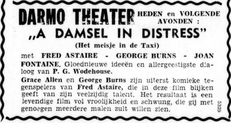 Filmvertoning A Damsel in Distress (in 1938)